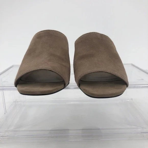 Aldo Womens Mules Slides Sandals Shoes Sz 6 Tan Suede Chunky Heel 2.5" Open Toe - Picture 4 of 13